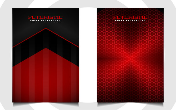 抽象的未来主义封面a4背景模板与红色技术风格概念上的黑色形状。现代布局矢量设计图片下载