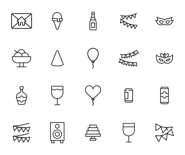 生日线图标集。图片下载