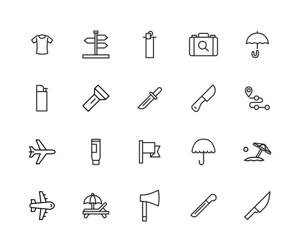 简单的旅行图标在时尚的路线风格。图片下载