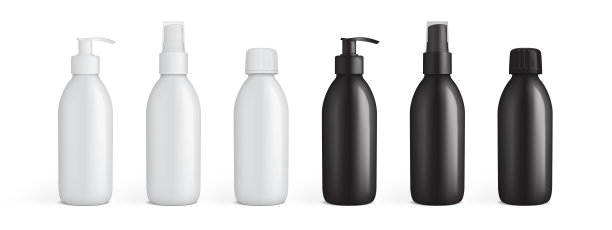 白色和黑色塑料包装液体模拟矢量图片下载
