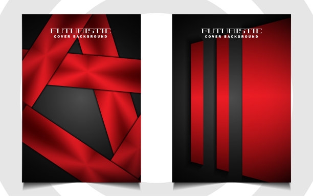 抽象的未来主义封面a4背景模板与红色技术风格概念上的黑色形状。现代布局矢量设计图片下载