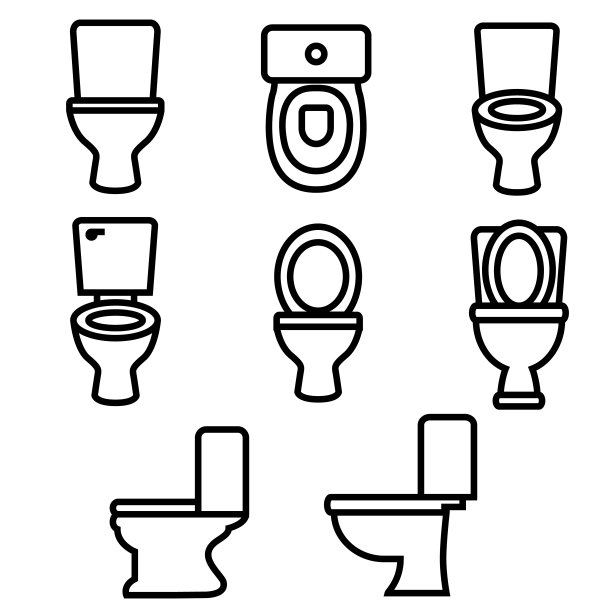 马桶设置线条图标，标志孤立在白色背景上，马桶圈图片下载