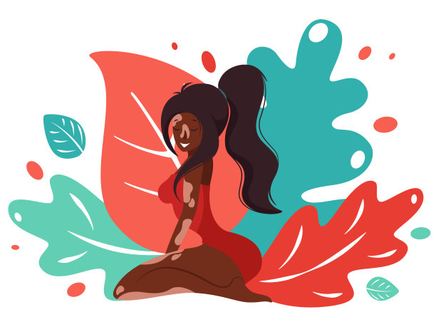 美丽的白癜风女孩，自然美。不同程度的美丽。不同国籍，不同皮肤，不同身体的女性。图片下载