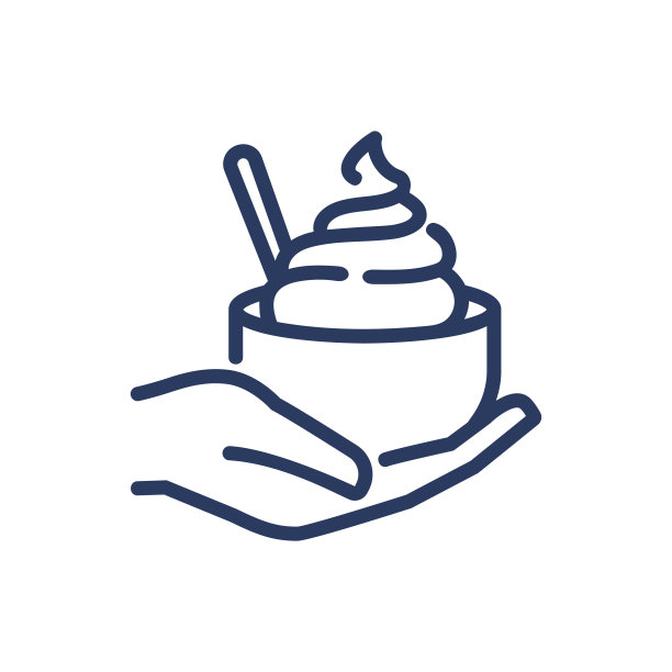 冰淇淋碗在人的手上细线图标图片下载