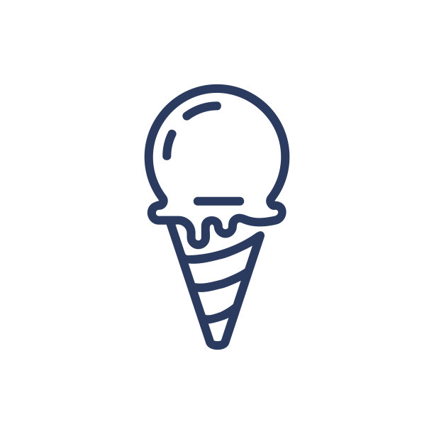 冰淇淋球与华夫蛋筒细线图标图片下载