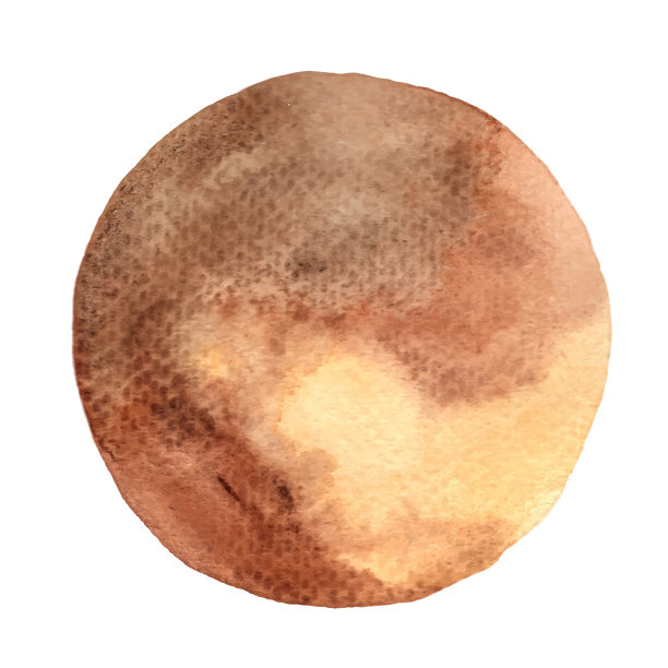 抽象棕色水彩手画旗帜外圆形状的装饰艺术品。图片下载