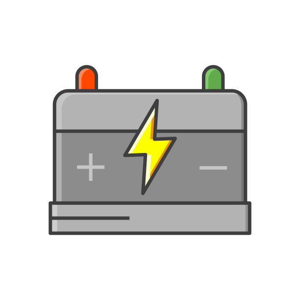 彩色汽车电池图标。平的风格。图片下载