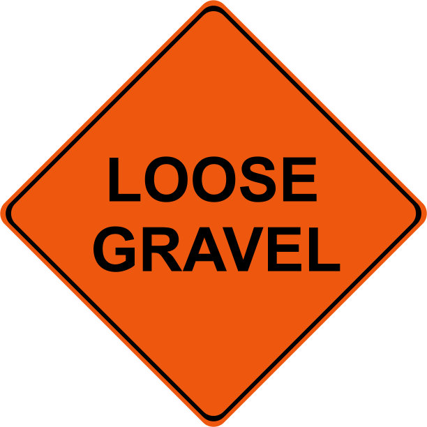 松散的砾石交通警告标志图片下载
