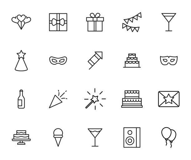 生日线图标集。图片下载