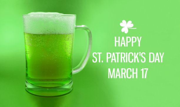 用绿色啤酒祝你圣帕特里克节快乐图片下载
