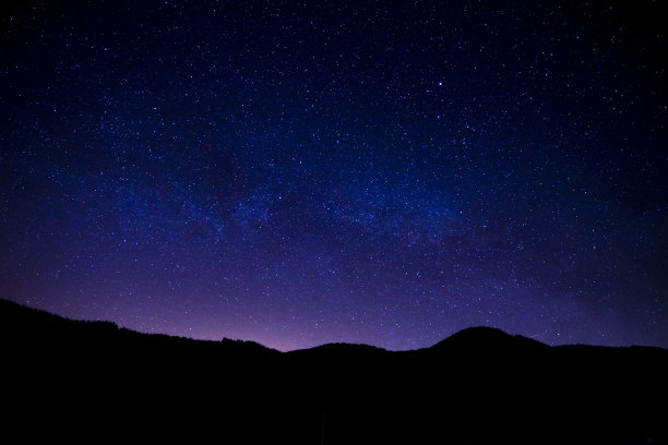 德国，神奇的移动银河在黑暗的夜晚在黑森林树的剪影图片下载