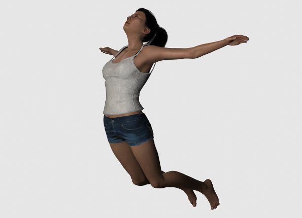 女模特在太空坠落。三维演示图片下载