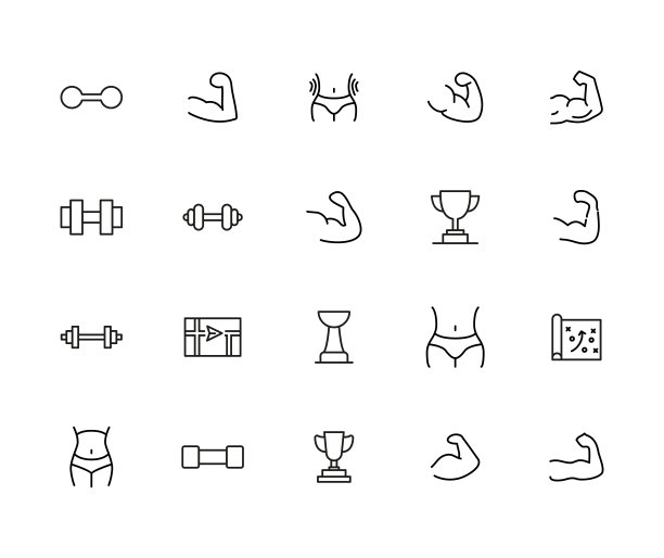 描线图标的生活方式。图片下载