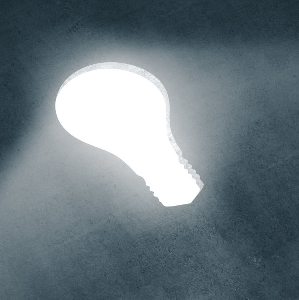 带有明亮灯光的抽象混凝土灯泡。图片下载