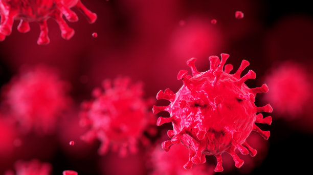 COVID-19医学插画概念。冠状病毒显微镜下病毒的特写。3 d渲染。图片下载