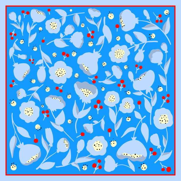 美丽的花卉矢量装饰品。卡片，印花手帕，手帕设计，餐巾。准备打印。图片下载