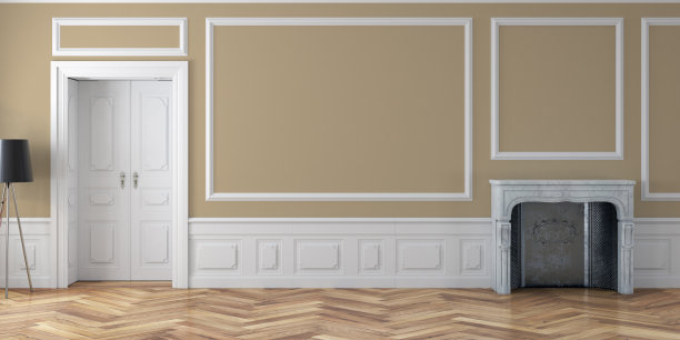 空魅力古董客厅装修和壁炉的权利图片下载