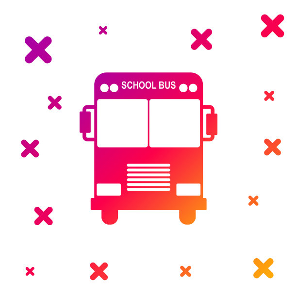 彩色校车图标孤立在白色背景。梯度随机动态形状。矢量图图片下载