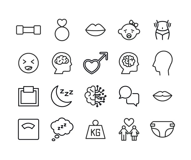 一组巨大的人形线条图标。图片下载