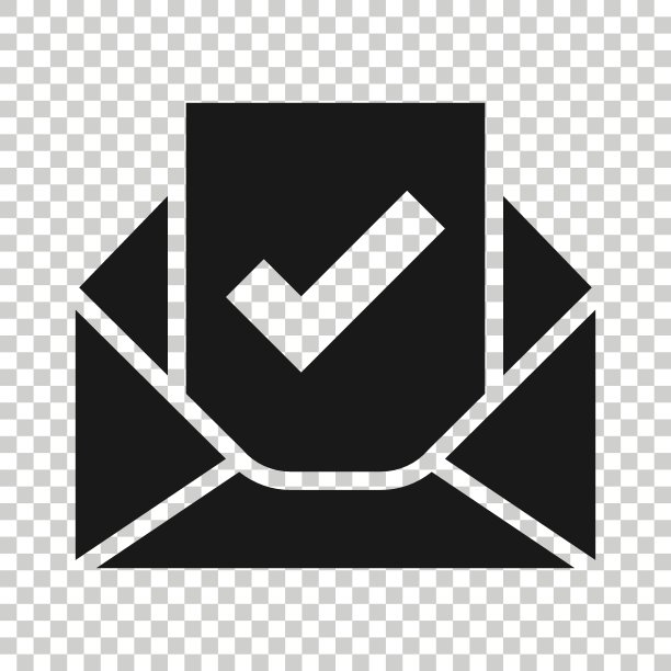 扁平风格的已确认文档信封图标：在白色孤立背景上验证矢量图，接收业务概念图片下载