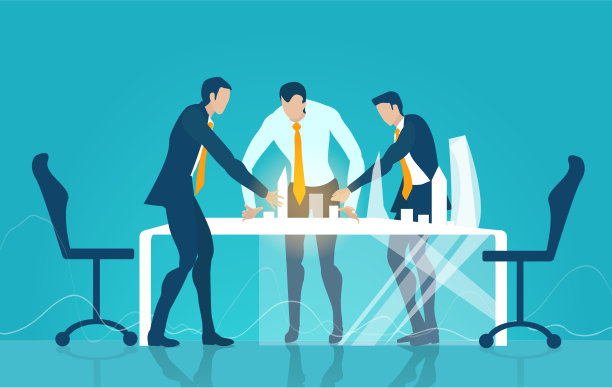 商务人员在办公室工作，谈判，开会，解决问题。压力，危机，压力下，工作到很晚的概念说明图片下载