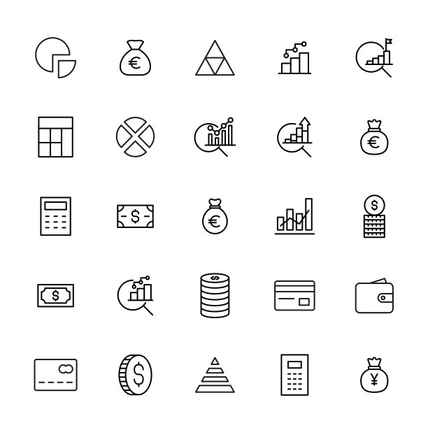 一大堆被动收入线图标。图片下载