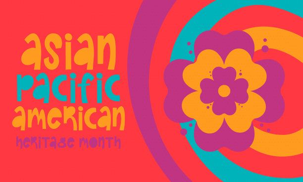 亚太裔美国人传统月。在五月庆祝。它庆祝美国亚裔美国人和太平洋岛民的文化、传统和历史。海报、卡片,横幅。向量图片下载