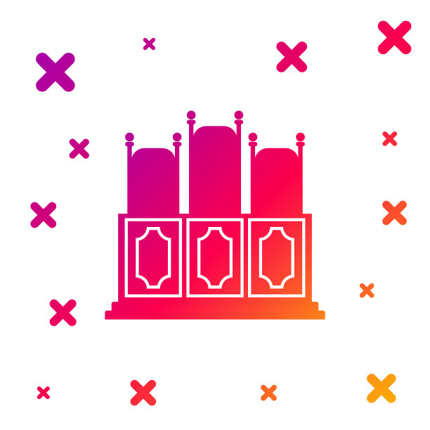 带桌子的彩色法庭房间图标，矢量素材图片下载