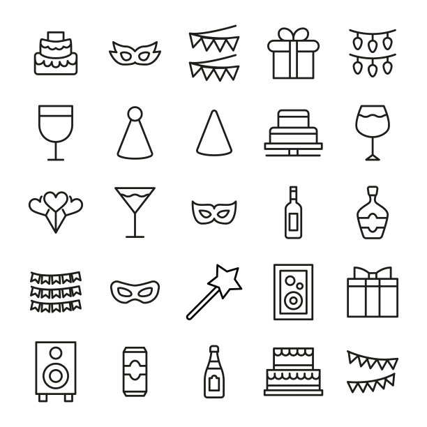 生日线图标集。图片下载