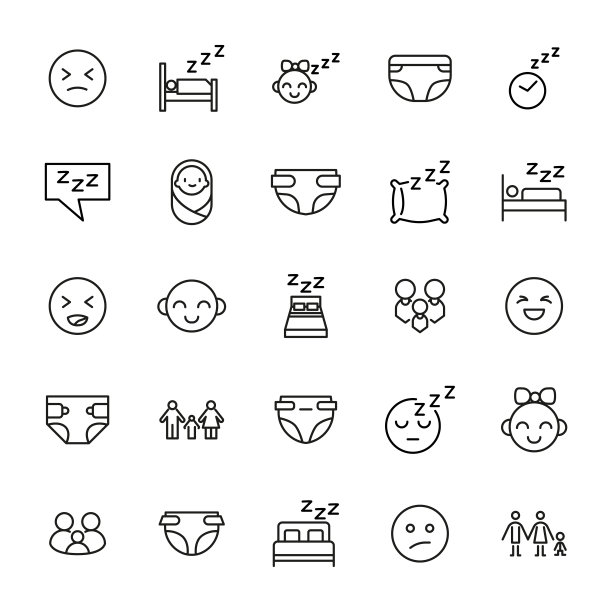 儿童系列图标的高级套装。图片下载