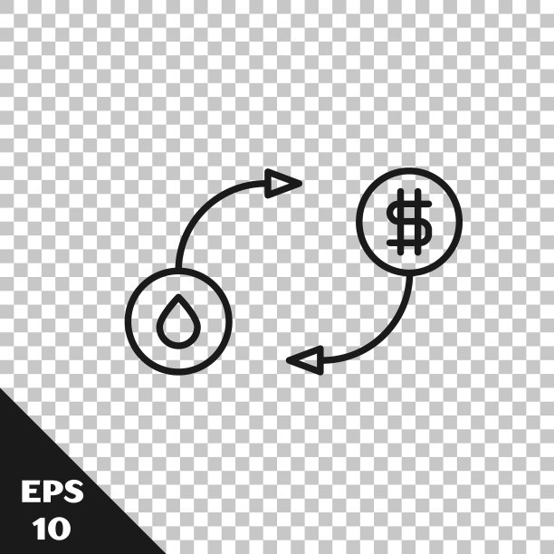 黑线油交换，水转移，转换图标隔离透明背景。矢量图图片下载