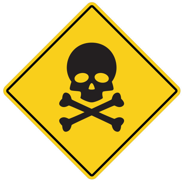 骷髅警告图标上的白色背景。平的风格。致命危险的象征。头骨危险的信号。图片下载