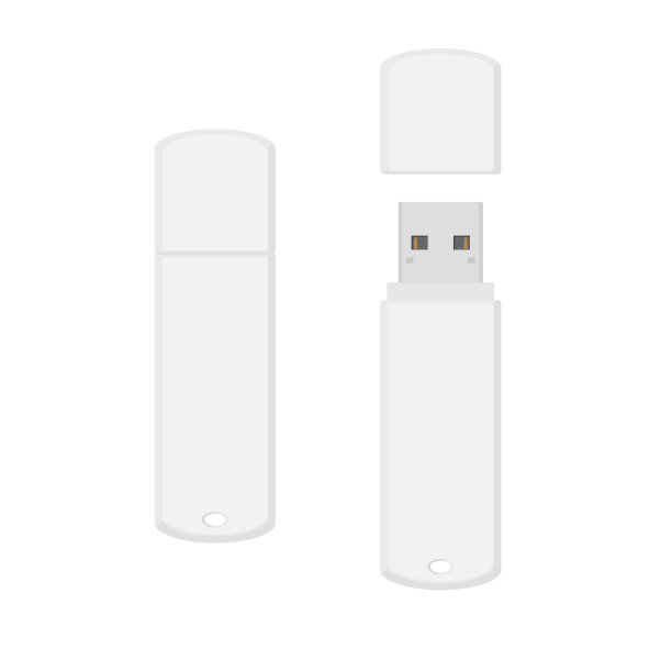 白色圆形u盘打开和关闭。矢量插图孤立在白色背景图片下载