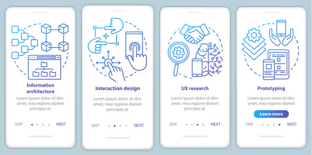 软件开发登陆手机应用页面屏幕矢量模板。应用程序编程。用线性插图演练网站步骤。UX, UI, GUI智能手机界面概念图片下载