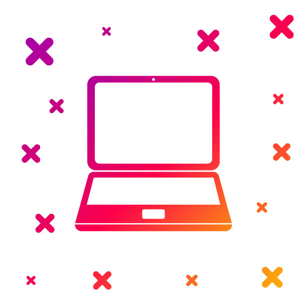 彩色笔记本电脑图标孤立在白色背景。屏幕空的笔记本电脑。梯度随机动态形状。矢量图图片下载