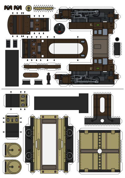 老式蒸汽火车的纸模型图片下载