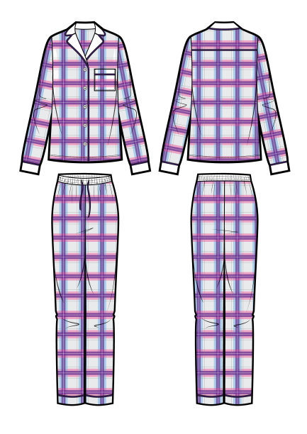 丝绸睡衣与格子图案。毛衣和裤子。图片下载