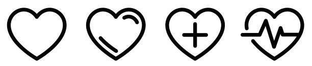 心线图标设置。心脏的跳动。心脏图标。医疗保健矢量。医学概念的象征。图片下载