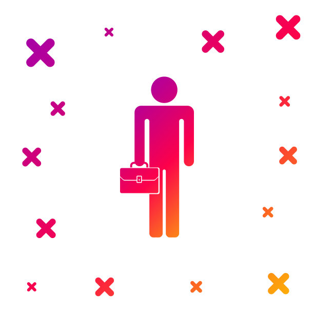 彩色商人与公文包图标孤立在白色背景。梯度随机动态形状。矢量图图片下载