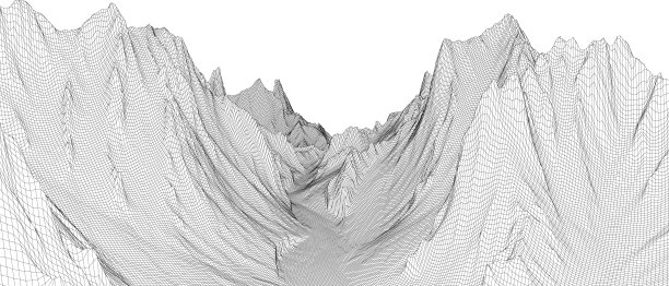 抽象的三维线框景观。Blueprint样式图片下载