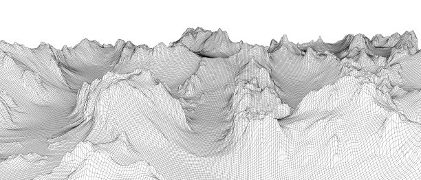 抽象的三维线框景观。Blueprint样式图片下载