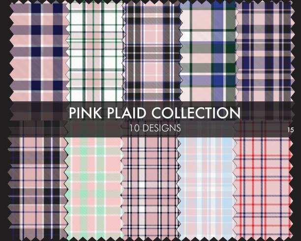 粉色格子花格无缝图案系列图片下载