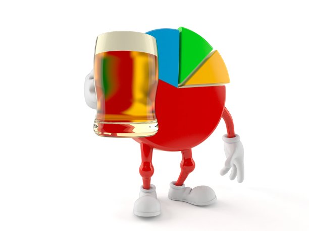 饼图人物拿着啤酒杯图片下载