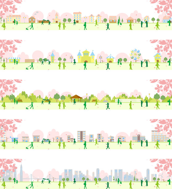 住宅小区、公园、学校、建筑、游乐园图片下载