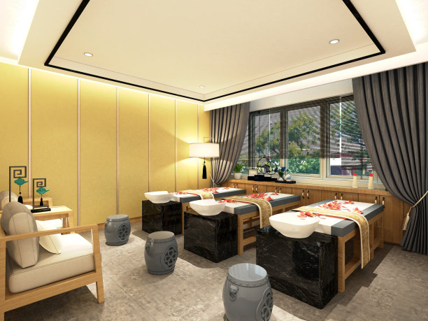 美容院，按摩和水疗中心的3d渲染图片下载