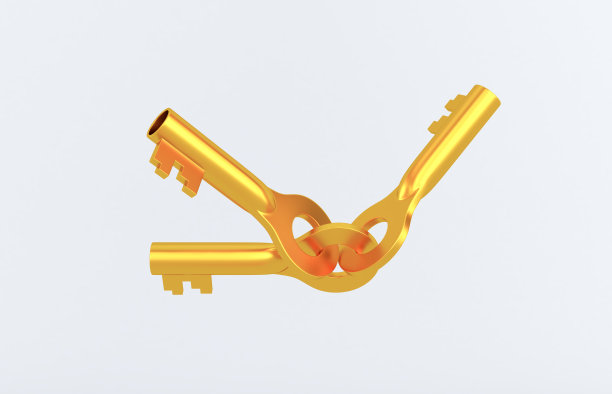 陈旧生锈的金门钥匙孤立在白色上。三维渲染图片下载
