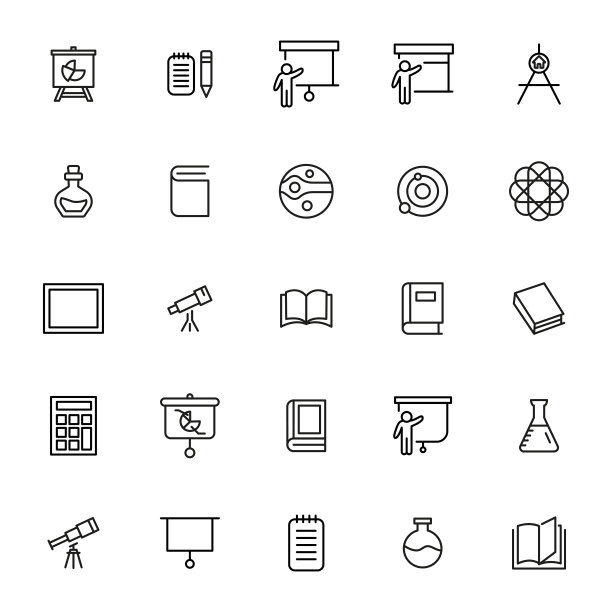 简单的一套知识现代细线图标。图片下载