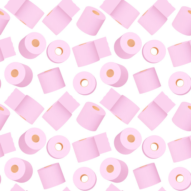 无缝粉色卫生纸图案在一个孤立的背景。三维演示图片下载