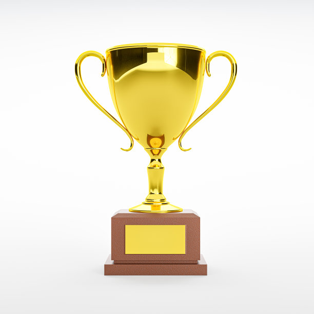 3 d渲染。白色背景上的金色奖杯。图片下载