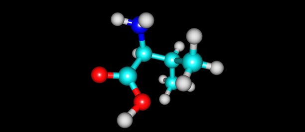缬氨酸分子结构，在黑色背景上隔离图片下载
